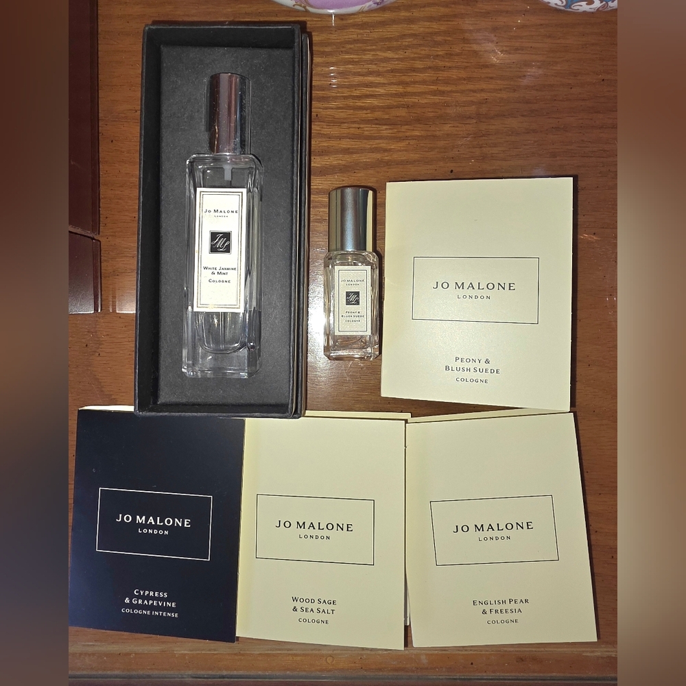 Jo Malone London 1oz WHITE JASMINE & MINT, MINI PEONY BLUSH SUEDE SPRAY, SAMPLES
